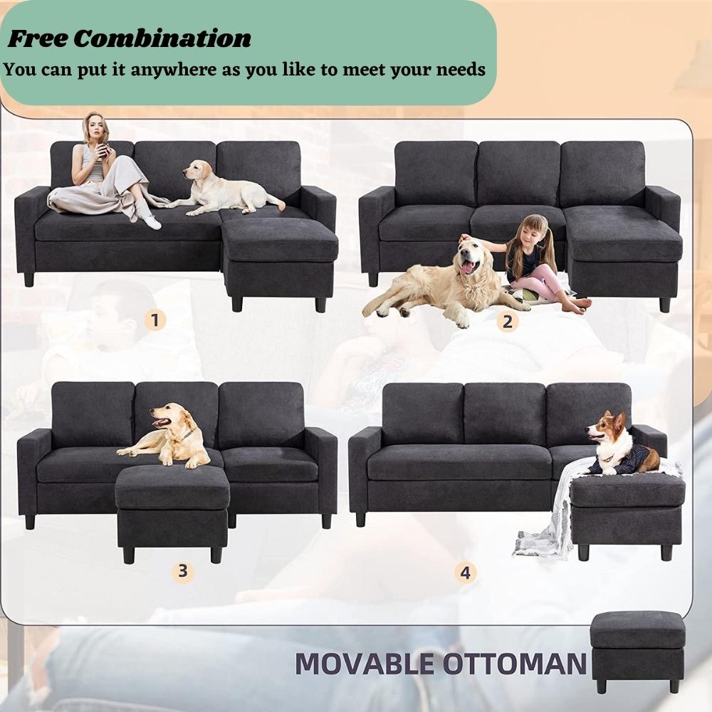 L-Shaped Couch - Dark Gray: image 10